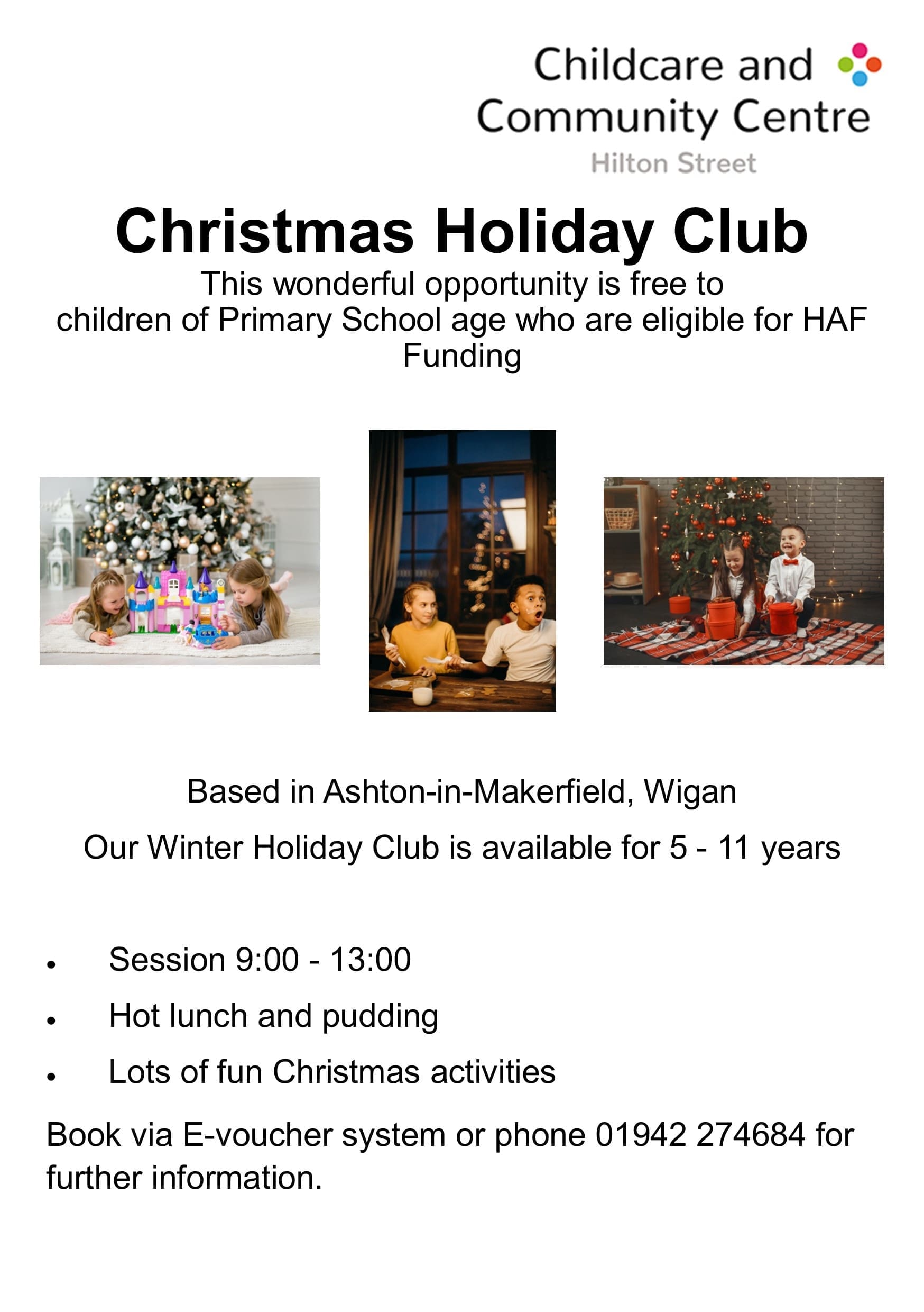 Poster for the winter holiday club for HAF funded places